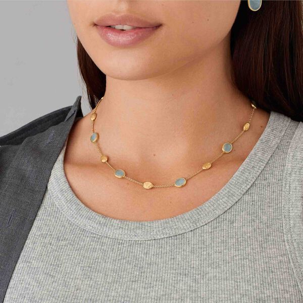 Siviglia Yellow Gold and Aquamarine Necklace